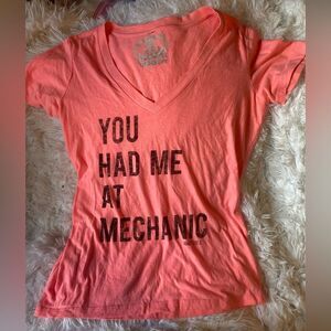 MAC Tools “You Had Me At Mechanic” Hot Pink XL V-Neck Shirt